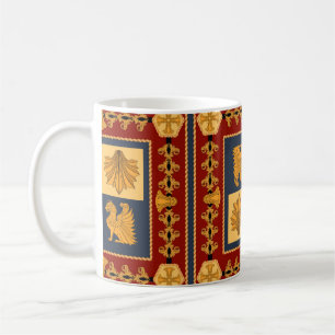Scarf with golden sitting lions. Separate elements Coffee Mug