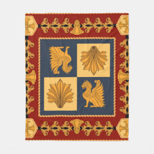 Scarf with golden sitting lions. Separate elements Fleece Blanket