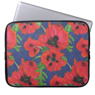 Scarlet and Black Oriental Poppies Oil Pastels Laptop Sleeve