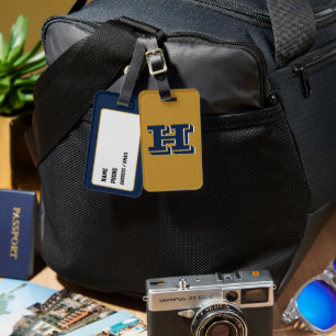 Scarlet and Gray School Pride Color Style Monogram Luggage Tag