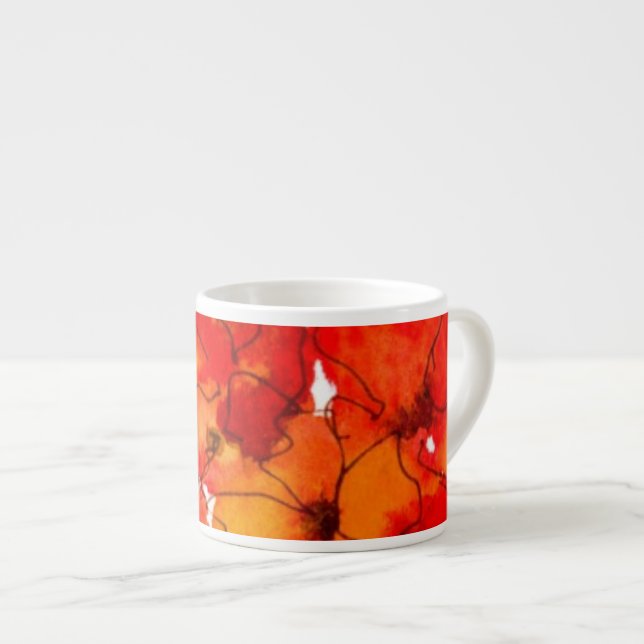 Scarlet and Orange Wallflowers Espresso Mug (Front Right)