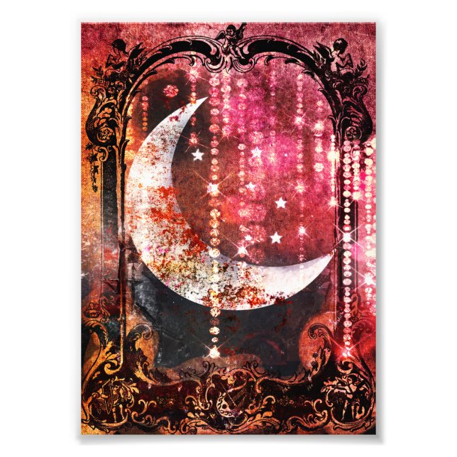 Scarlet and Sepia Mystical Moon Crystals Photo Print (Front)