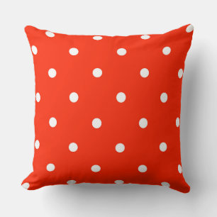 Scarlet and  white dots cushion
