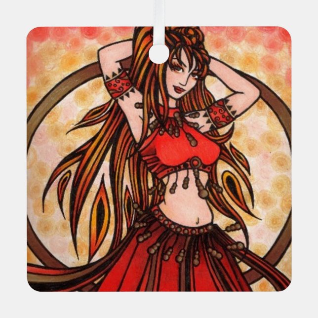 Scarlet belly dancer metal tree decoration (Front)