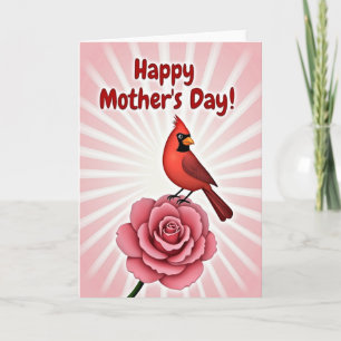 Scarlet Bird Mothers Day Rose Card