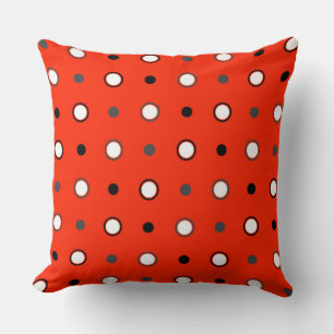 Scarlet, black, white and grey dots cushion