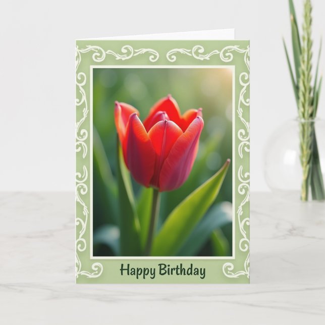 Scarlet Bloom Birthday Card (Front)