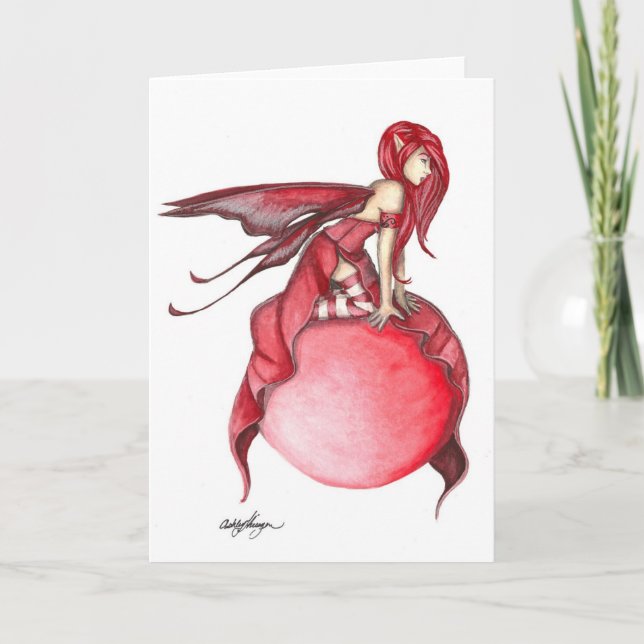 Scarlet Bubble Fairy Greeting Card (Front)