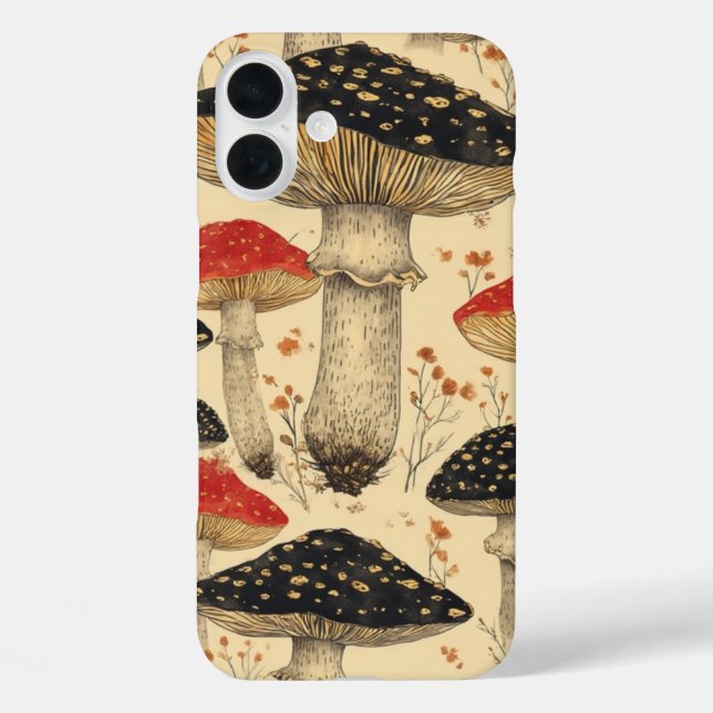 Scarlet Cap Mushroom Meadow - IPhone 16 Case (Back)