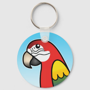 Scarlet Cartoon Macaw Parrot Bird Key Ring