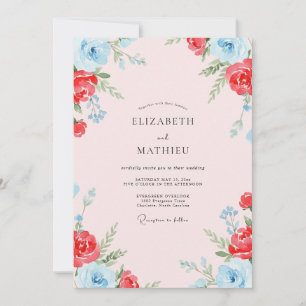 Scarlet Cerulean Painted Wedding Invitation