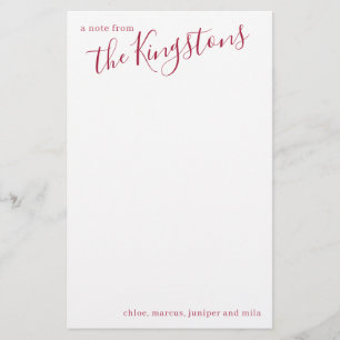 Scarlet Family Name Script Stationery