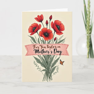 Scarlet Flowers Mothers Day Card