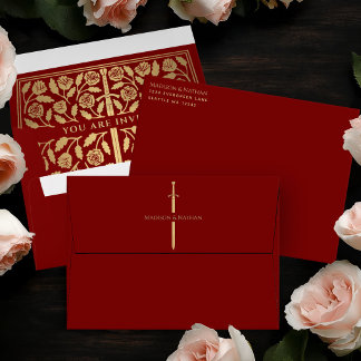 Scarlet Gold Sword Royal Fantasy Wedding Envelope