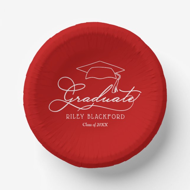Scarlet Graduation Party Paper Plate (Front)