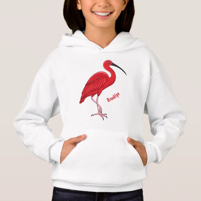 Scarlet ibis bird cartoon illustration (Front)