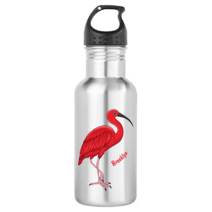 Scarlet ibis bird cartoon illustration 532 ml water bottle