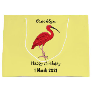 Scarlet ibis bird cartoon illustration large gift bag