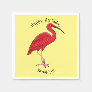 Scarlet ibis bird cartoon illustration napkin