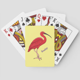 Scarlet ibis bird cartoon illustration playing cards