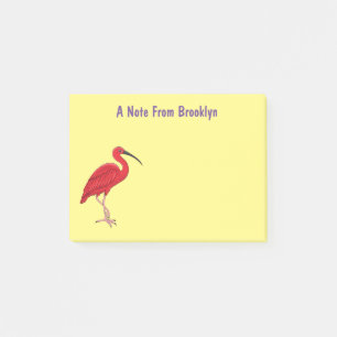 Scarlet ibis bird cartoon illustration post-it notes