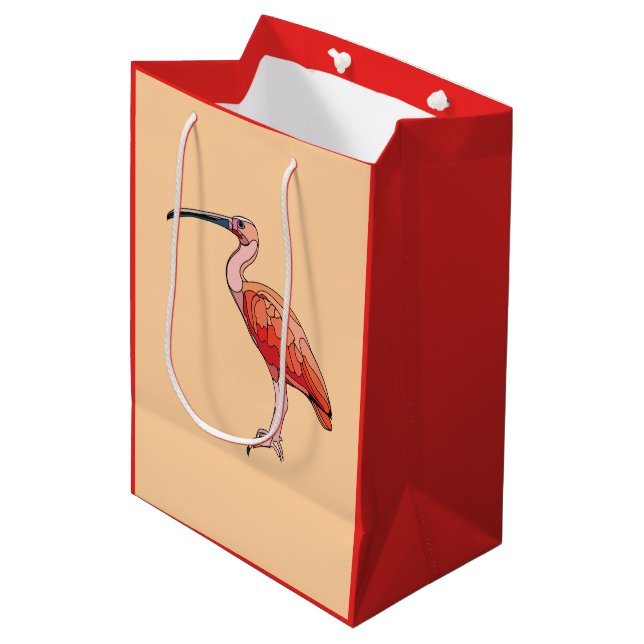 Scarlet Ibis Bird Happy Birthday Medium Gift Bag (Front Angled)