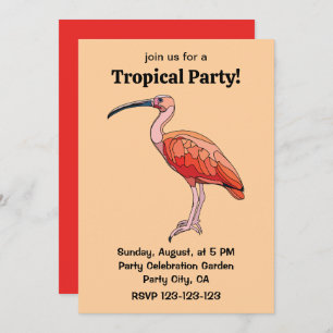 Scarlet Ibis Bird Tropical Party Invitation