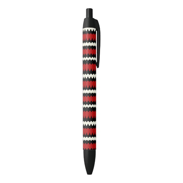 Scarlet Kingsnake, Snake Skin Scales Striped Black Ink Pen (Bottom (Vertical))