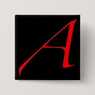 Scarlet letter A (for Atheist) 15 Cm Square Badge