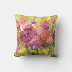 Scarlet Lilac: Vintage Garden Watercolor. Cushion