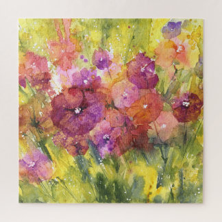 Scarlet Lilac: Vintage Garden Watercolor. Jigsaw Puzzle