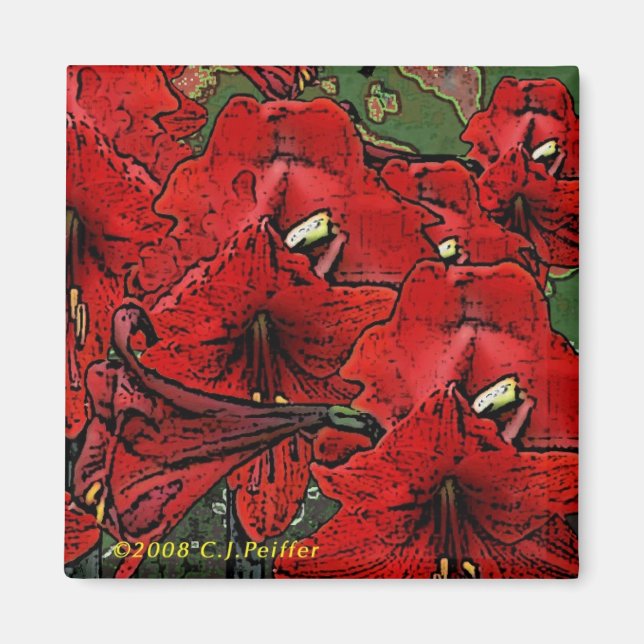 'Scarlet Lilies' Magnet (Front)