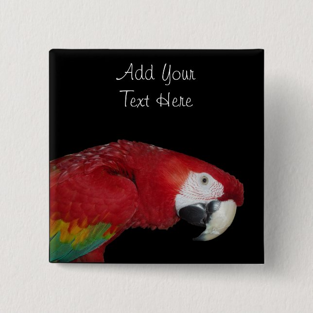 Scarlet Macaw 15 Cm Square Badge (Front)