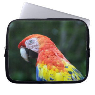 scarlet macaw face laptop sleeve