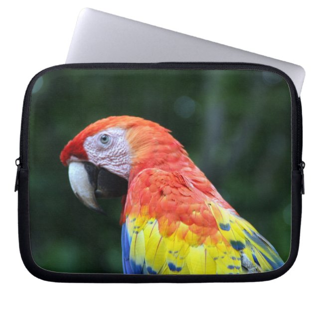 scarlet macaw face laptop sleeve (Front)