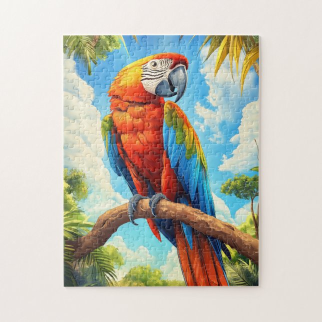 Scarlet Macaw in Jungle Jigsaw Puzzle (Vertical)