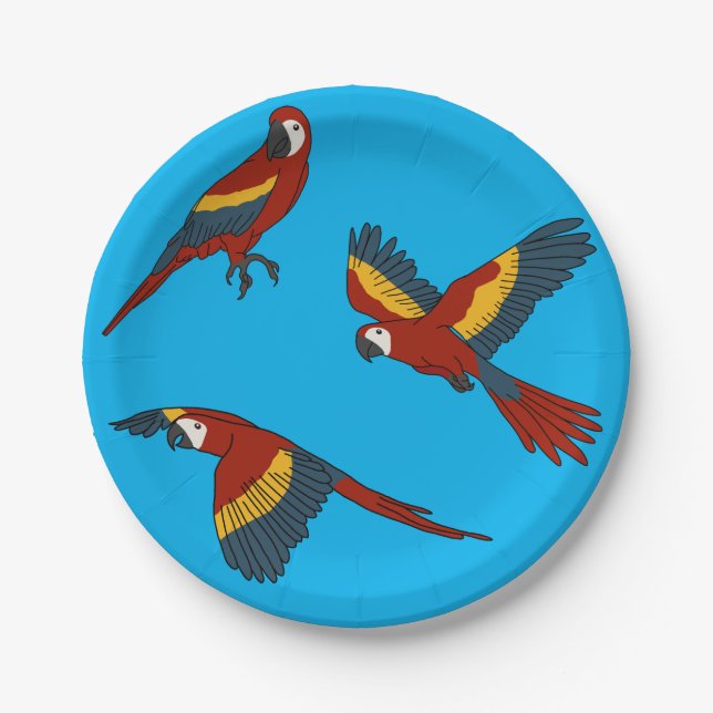 Scarlet Macaw Paper Plate (Front)