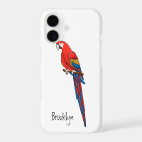 Scarlet macaw parrot cartoon illustration