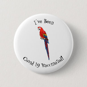 Scarlet macaw parrot cartoon illustration 6 cm round badge