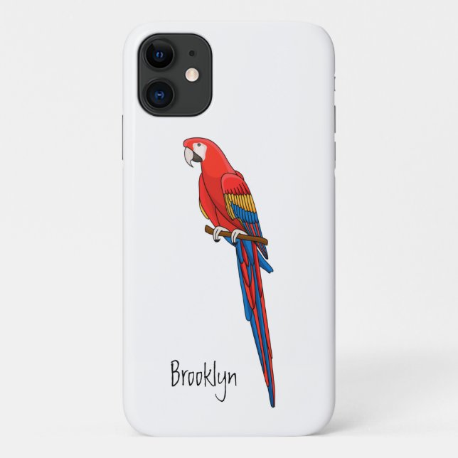 Scarlet macaw parrot cartoon illustration Case-Mate iPhone case (Back)