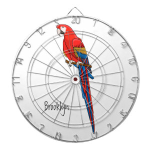 Scarlet macaw parrot cartoon illustration dartboard