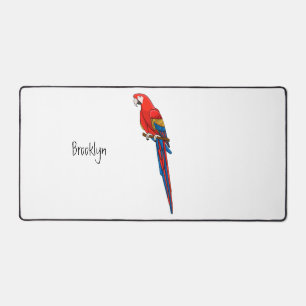 Scarlet macaw parrot cartoon illustration desk mat