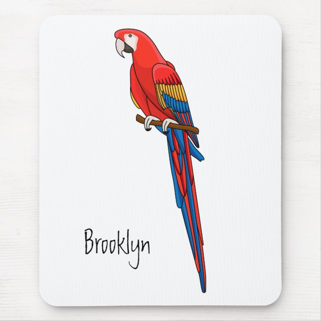 Scarlet macaw parrot cartoon illustration  mouse pad (Front)