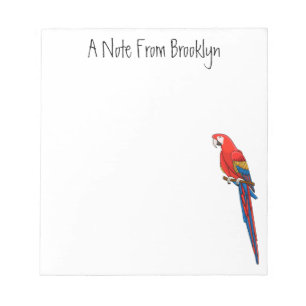 Scarlet macaw parrot cartoon illustration notepad