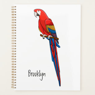 Scarlet macaw parrot cartoon illustration planner