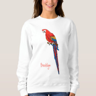 Scarlet macaw parrot cartoon illustration sweatshirt