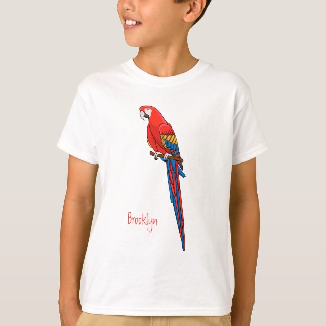 Scarlet macaw parrot cartoon illustration T-Shirt (Front)