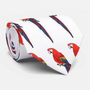 Scarlet macaw parrot cartoon illustration tie