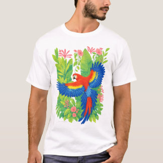 Scarlet Macaw Parrot tropical plants T-Shirt