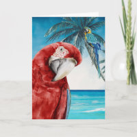 Scarlet Macaw Parrot Watercolor Tropical
